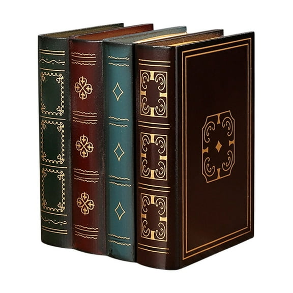 Kraoden Decorative Box Vintage Style Fake Book Props Organizer, Multifunctional Wooden Book Display Stand, Decorative Home Office Desk Ornaments, Unique Bookshelf Decor