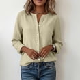 thumbnail image 4 of Giftesty Button up Shirt Women Trendy Linen Shirt Spring and Summer Long Sleeved Tops V-Neck Tunic Casual Blouse Shirts, 4 of 9