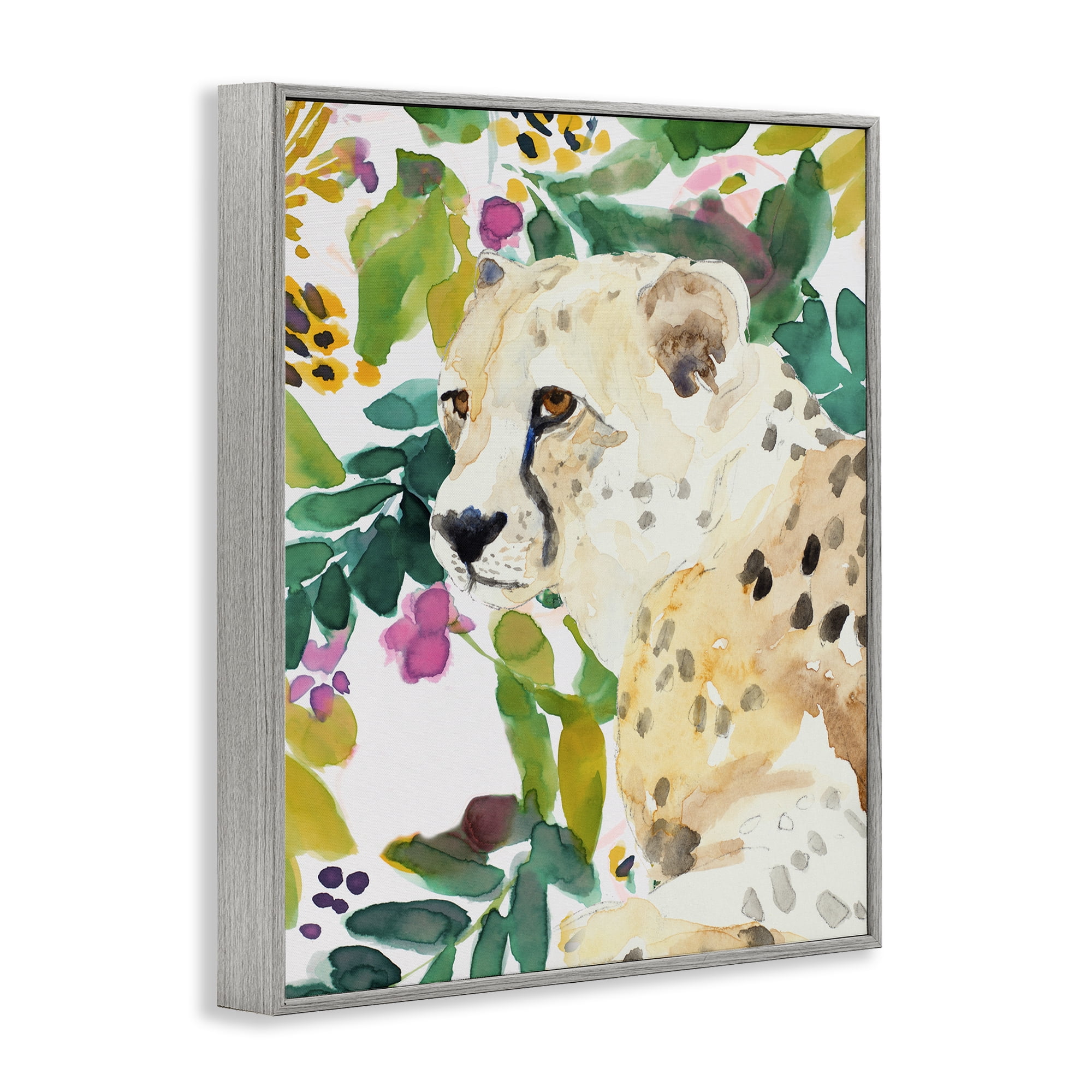 Stupell Industries Garden Plants Leopard Gray Framed Giclee Art, design by Lanie Loreth