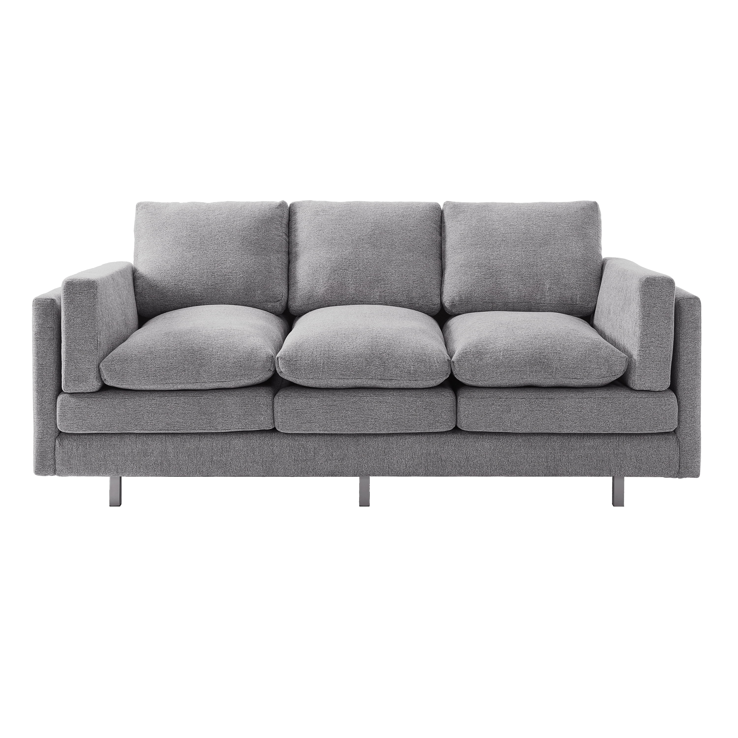 MODERNLUXE 79.5" Cloud Modular Sofa, Comfy 3-Seater Chenille Upholstered Sofa Couch with Dual-layer Seat Cushions & Deep Seat for Living Room,Small Space,Light Grey