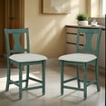 thumbnail image 2 of Powell Willow 24" Indoor Wood Counter Stool, Set of 2,Teal/Cream, 2 of 10