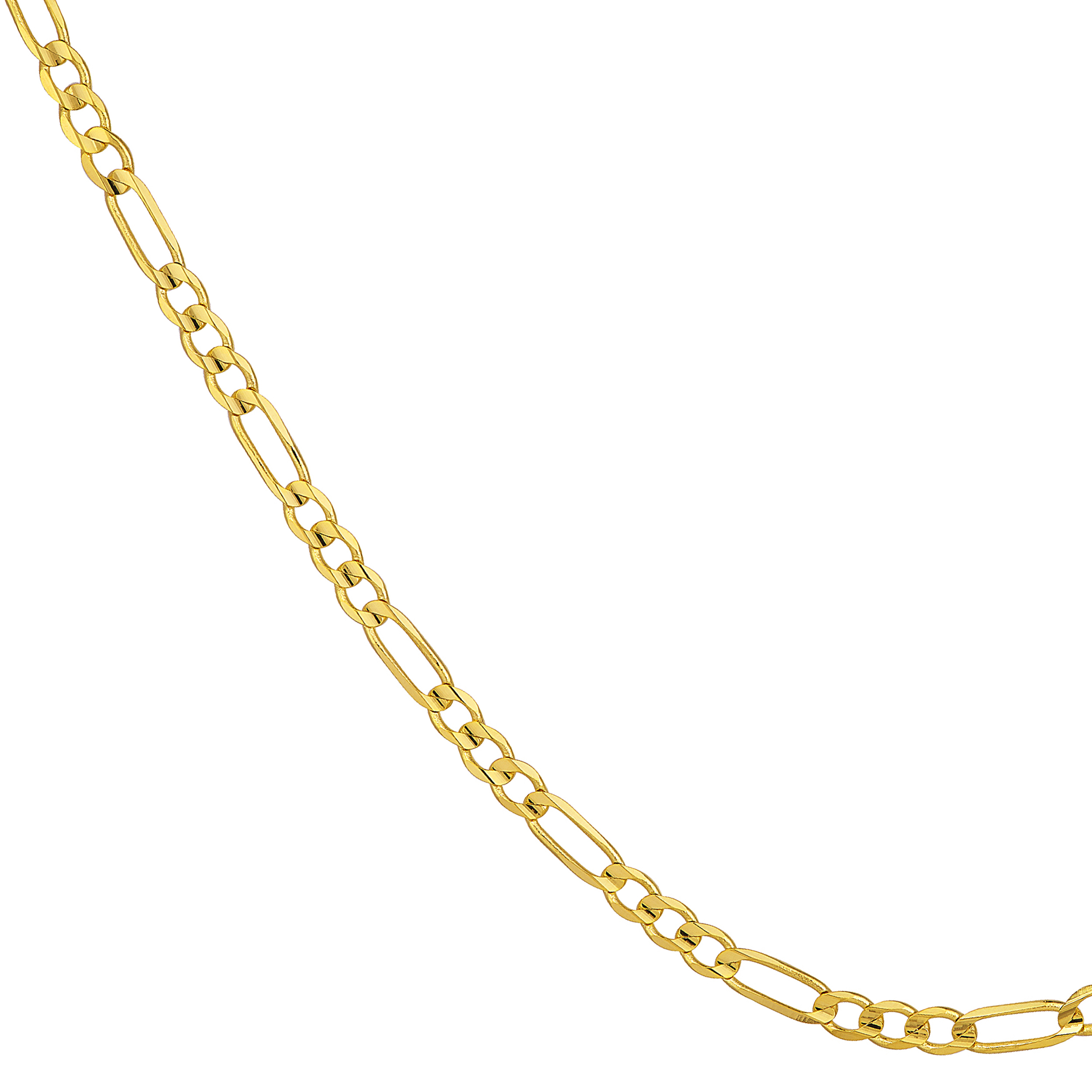 10K Yellow Gold 22" 4.5mm Light Concave Figaro Chain Necklace w/ Lobster Lock - Unisex