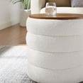 thumbnail image 6 of Mezzo Round Boucle Fabric Storage Ottoman in Cloud, 6 of 9