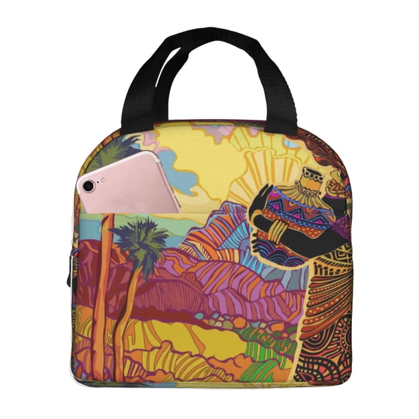 Easygdp Beautiful African Woman Bolsa Térmica Premium - Tela Oxford Impermeable, Gran Capacidad, Bolsillo Frontal, Unisex para Trabajo, Escuela, Actividades al Aire Libre y Picnics