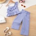 thumbnail image 5 of SELONE Girls Summer Outfits 2 Piece Sets Kids Matching Sets Ruffle Sleeve Tank Top and Pants Trendy Clothing 2-8Y, 5 of 8