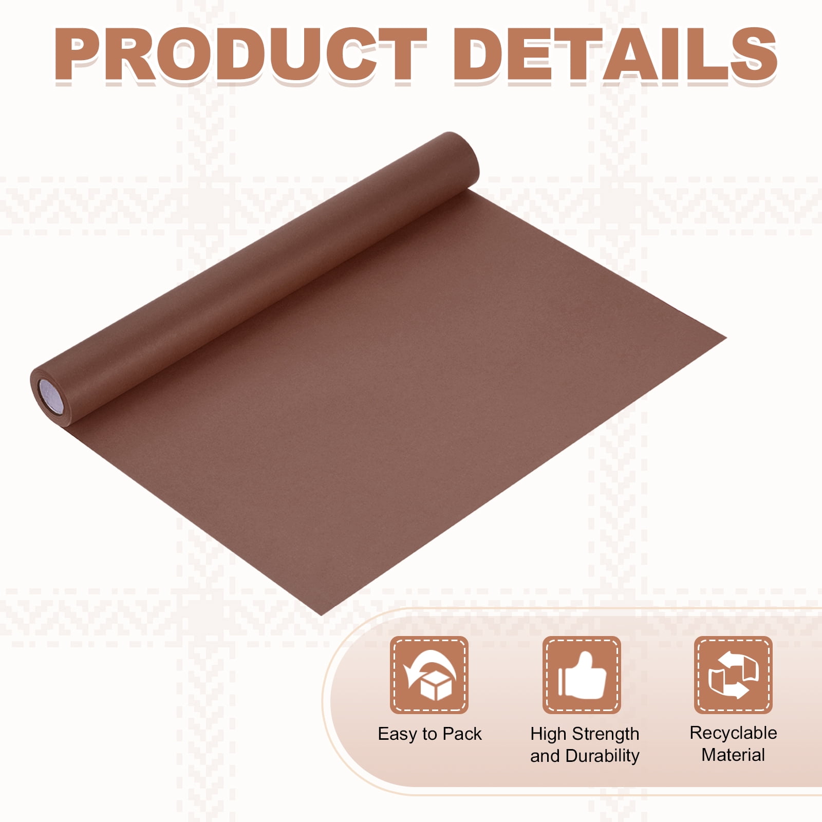 Uxcell Kraft Wrapping Paper Roll, 15" x 433"(36 ft) Decorative Paper for Gift Wrapping Bouquet Flower Bulletin Board Art Painting Craft Packaging Shipping, Coffee Color 80GSM