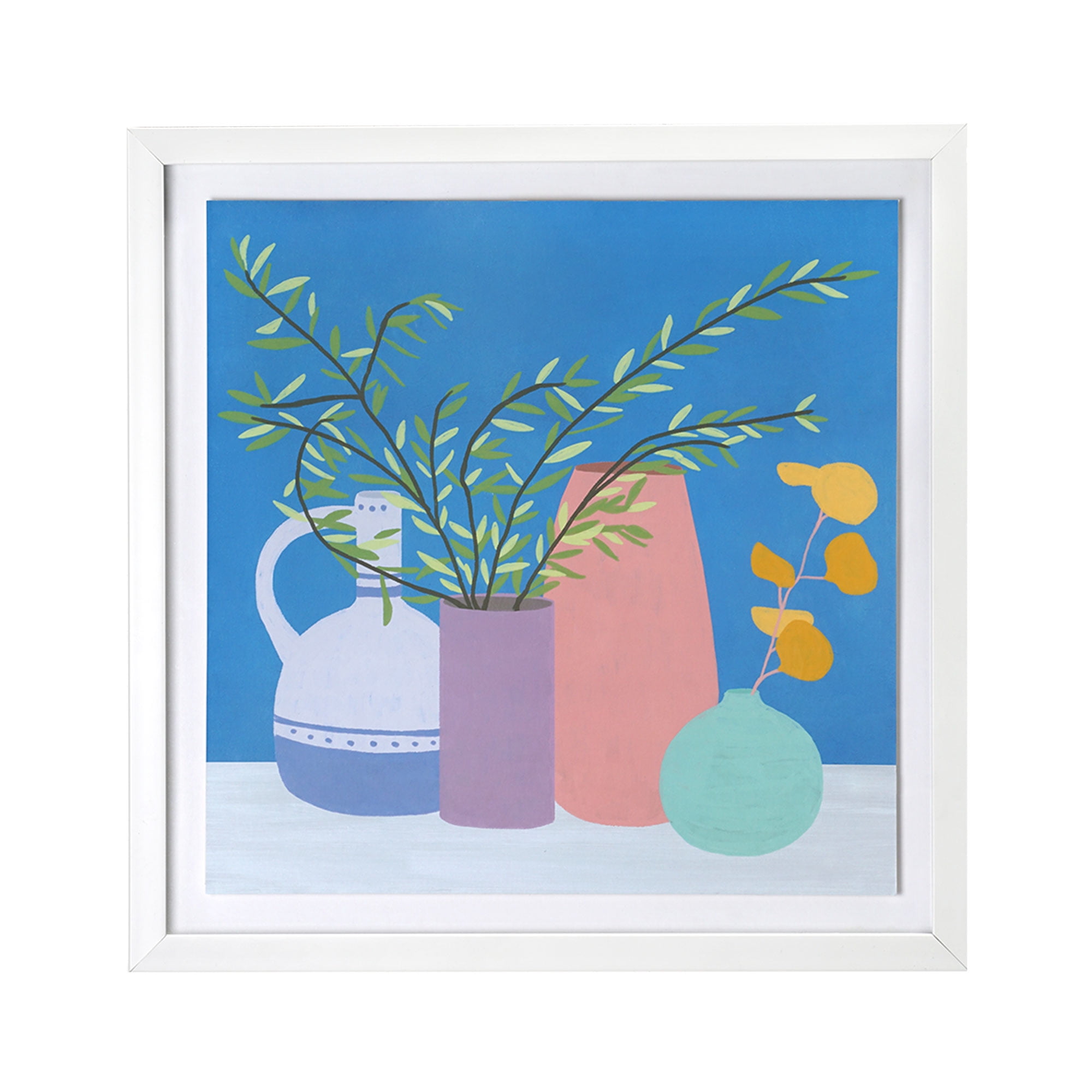 Crystal Art Gallery Colorful Vases Framed Digital Print 16"x16"