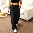 thumbnail image 6 of SBYOJLPB Women's Plus Size Pants Solid Color Elastic Waist Drawstring Pants with Pocket, 6 of 7