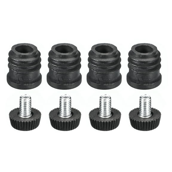 4Pack Inserts for Round Tubes with Leveling Feet, for 16mm/0.63" OD Round Tube, M6 Thread Black Plastic Furniture