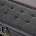 thumbnail image 4 of GZXS Storage Bench, Velvet Upholstered End-of-Bed Bench with Metal Base for Bedroom, Living Room, Entryway, 58.6 Inches, Gray, 4 of 9
