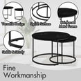thumbnail image 5 of MAYEERTY 27.6" Nesting Coffee Table Set of 2, Round Wood Marble Top & Sturdy Metal Frame for Balcony Yard, Black, 5 of 7