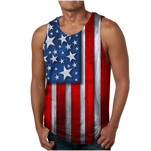 Tanques para Hombre para el Verano Solto Chaleco Impresión Deportivo Cuello Redondo, Casual