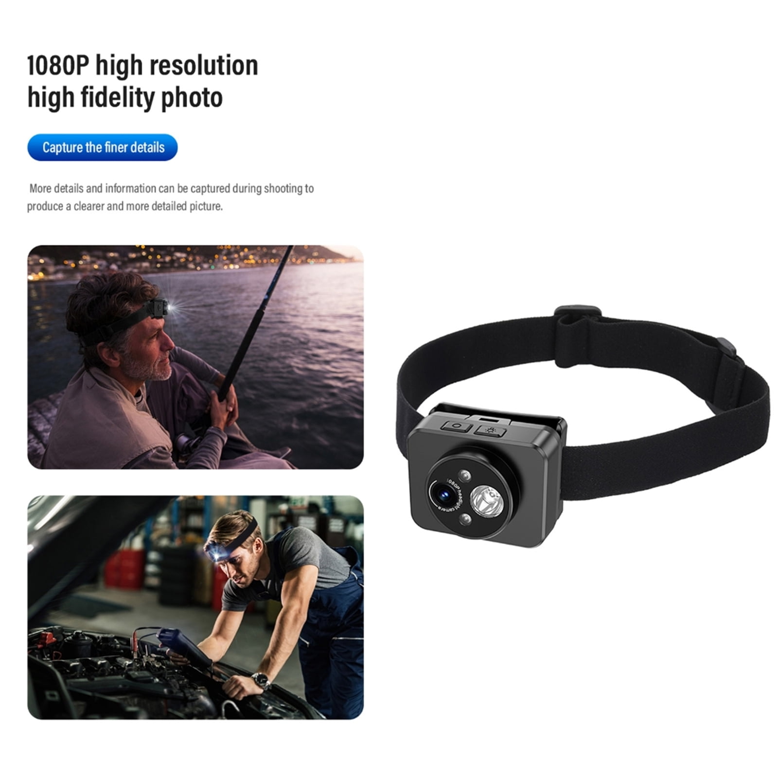Action Camera with LED Light 1080P Video Recorder Headlamp Camera for Outdoor Enthusiasts Athletes Adventure Camera