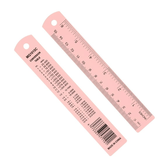 Uxcell 15cm/6" Metal Ruler, 2 Pack Aluminum Alloy Rulers with Centimeters, Millimeters, Inches and Conversion Table Straight Edge Ruler for Writing Machinist Drafting, Pink