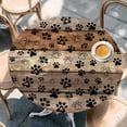 thumbnail image 2 of Brown Beige Round Tablecloth, Fitted Table Cover with Elastic for 45"-54" Round Tables, Rustic Farmhouse Dog Paw Vintage Table Cloth Outdoor Indoor Dinning Party Waterproof Tablecloths, 2 of 7