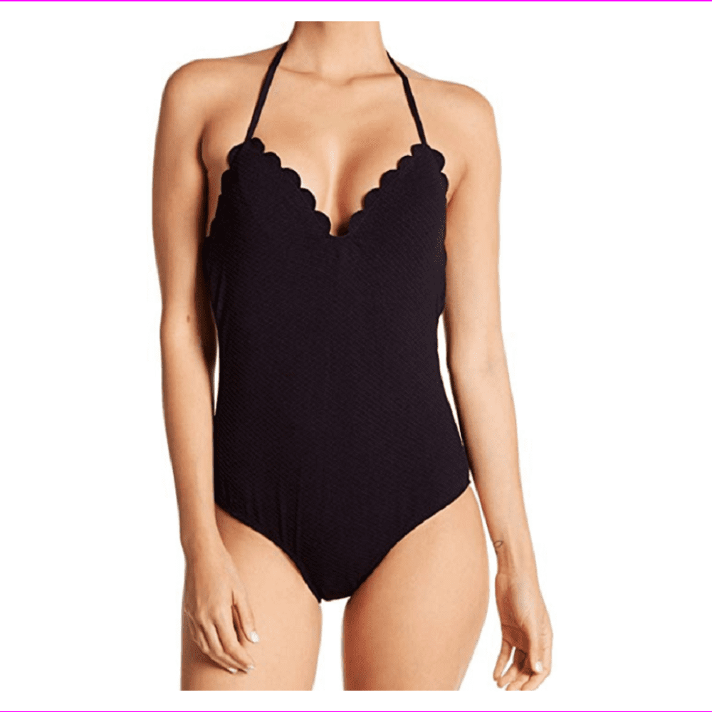 scalloped edge one piece bathing suit