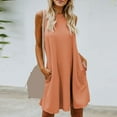 thumbnail image 1 of Fshaion Robe d'Été pour Femmes 2024 Grande Taille Printemps et Col Suspendu Jupe Grand Dos Robe Sans Manches Col Rond Liquidation à Moins de 10!, 1 of 9