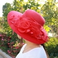 thumbnail image 3 of Organza Church Fascinator Wedding Tea Party Derby Hats for Women Flower Wide Brim Sun Hat, 3 of 4