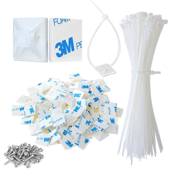 Soportes para cables XHF 3M, autoadhesivos, blancos, 100 unidades