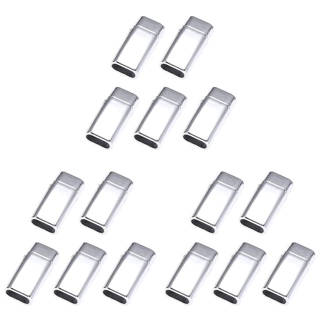 15 conectores de cordón de joyería con cierre magnético, hebilla de pulsera de cuerda de cuero, accesorios para hacer joyas de bricolaje (blanco K)