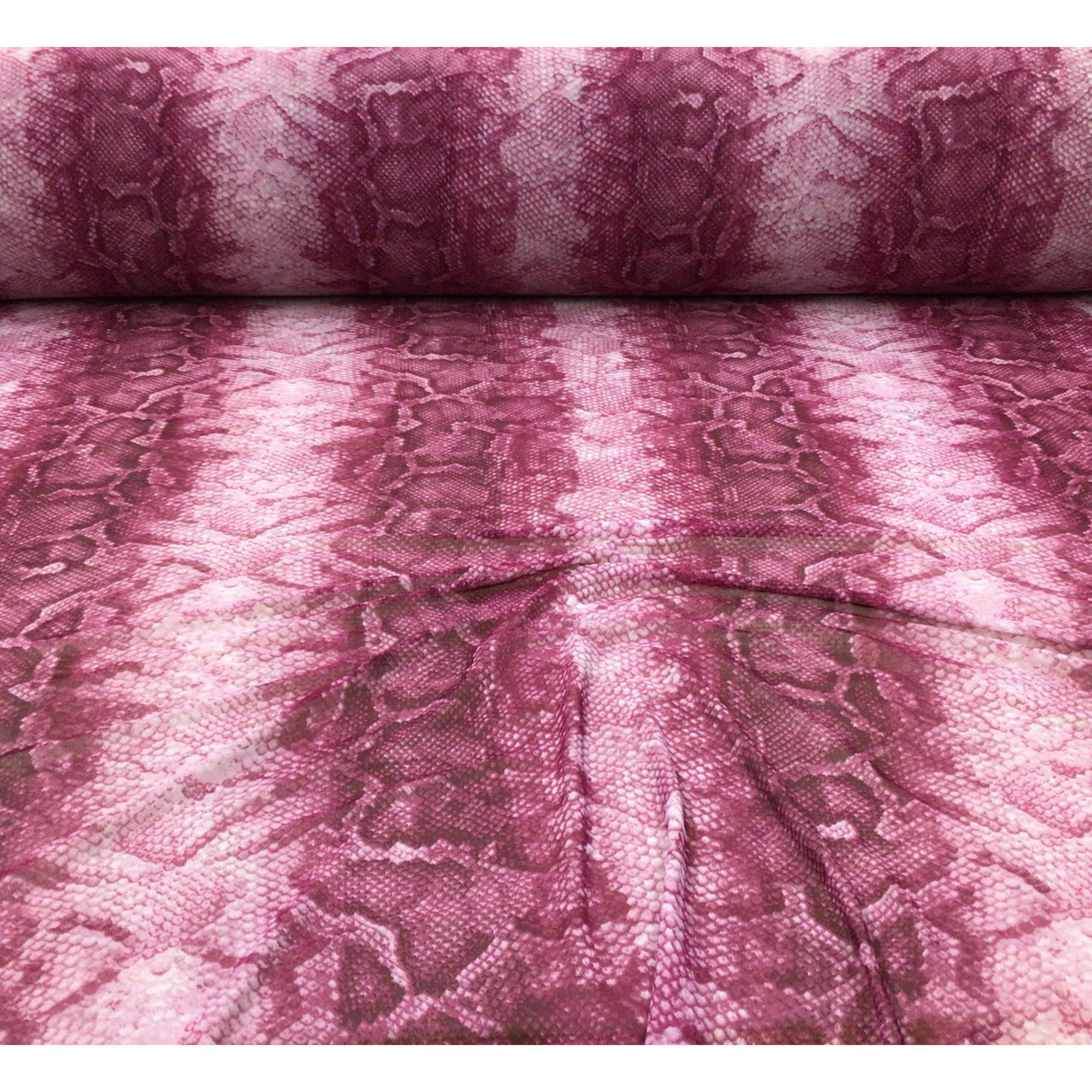 Power Net Stretch Mesh Nylon Spandex Sheer Printed Snake Skin Burgundy Z502