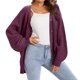 thumbnail image 2 of Cárdigan de Punto Grueso para Mujer, Larga, Cuello en V, Botones, con Bolsillo, para Otoño e Invierno Púrpura XL, 2 of 8