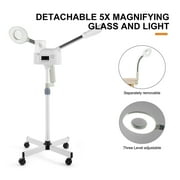 2IN1 White Instant Facial Steamer with 5X Magnifying Lamp Ozone LCD Touch Keys Salon Spa Skin Care