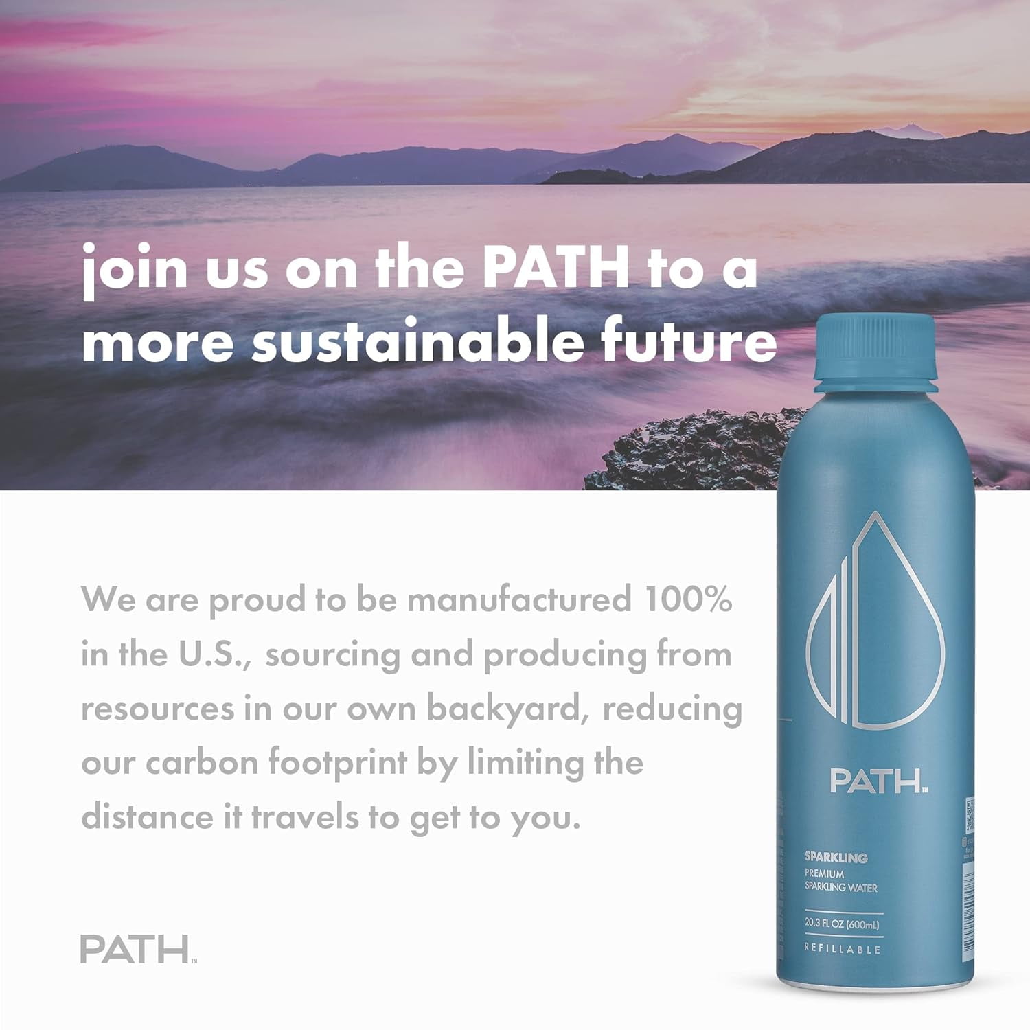 PATH Water Ultra-Purified Sparkling Water, 20 fl oz, 12 pack Aluminum Bottles