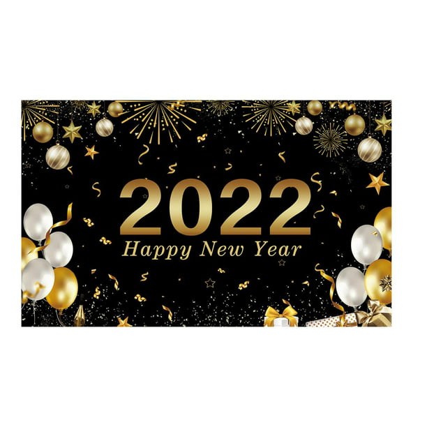 MINOCOOL Happy New Year Banner, 2022 New Years Eve Party Supplies Black And  Gold New Years Eve Banner Decorations Home Indoor Outdoor Dangling Decor  high quality 