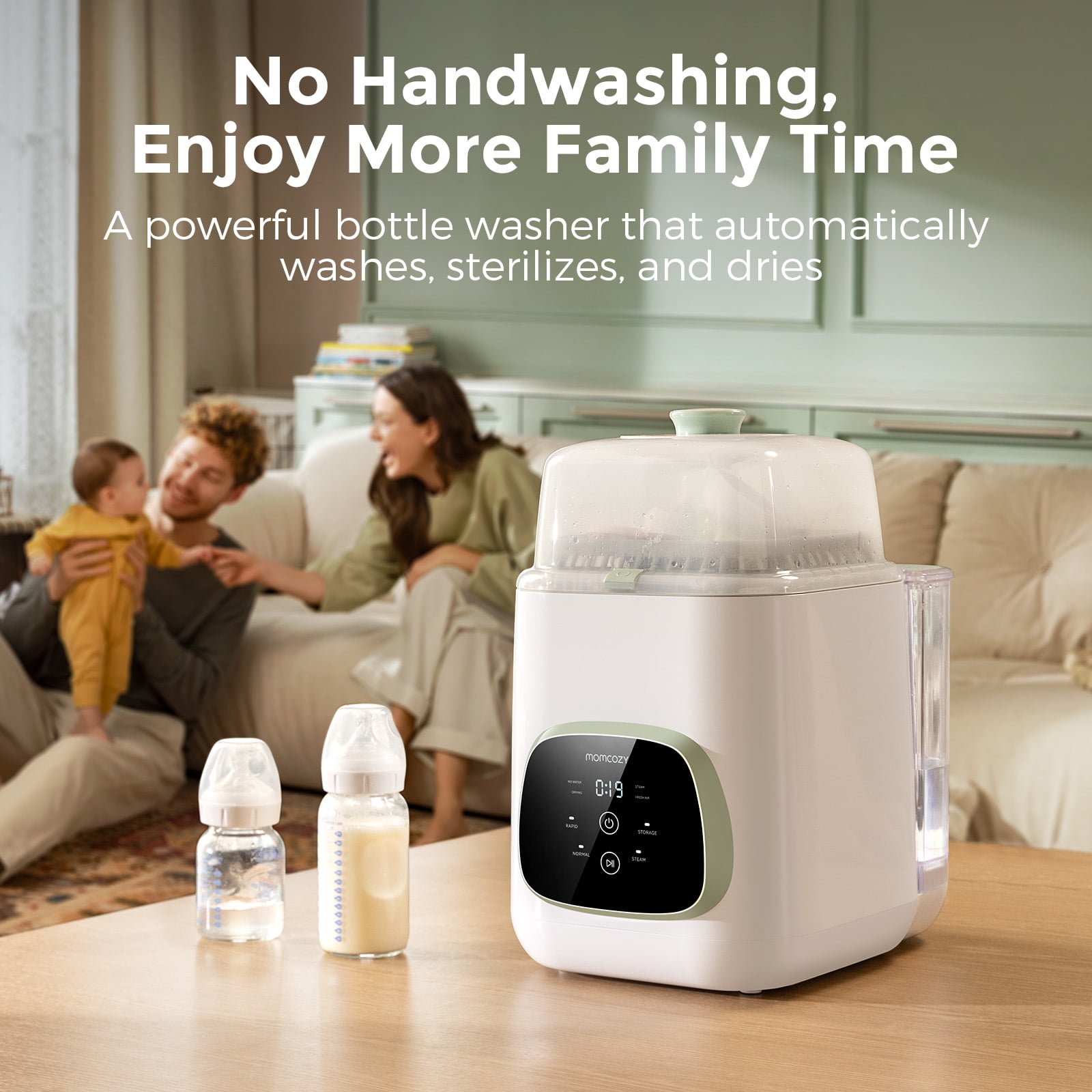 Momcozy Baby Bottle Washer, Sterilizer & Dryer Combo for Easy Cleaning, Bottle Washer Machine for Bottles,KleanPal Pro Bottle Washer with 60 Detergent Tablets