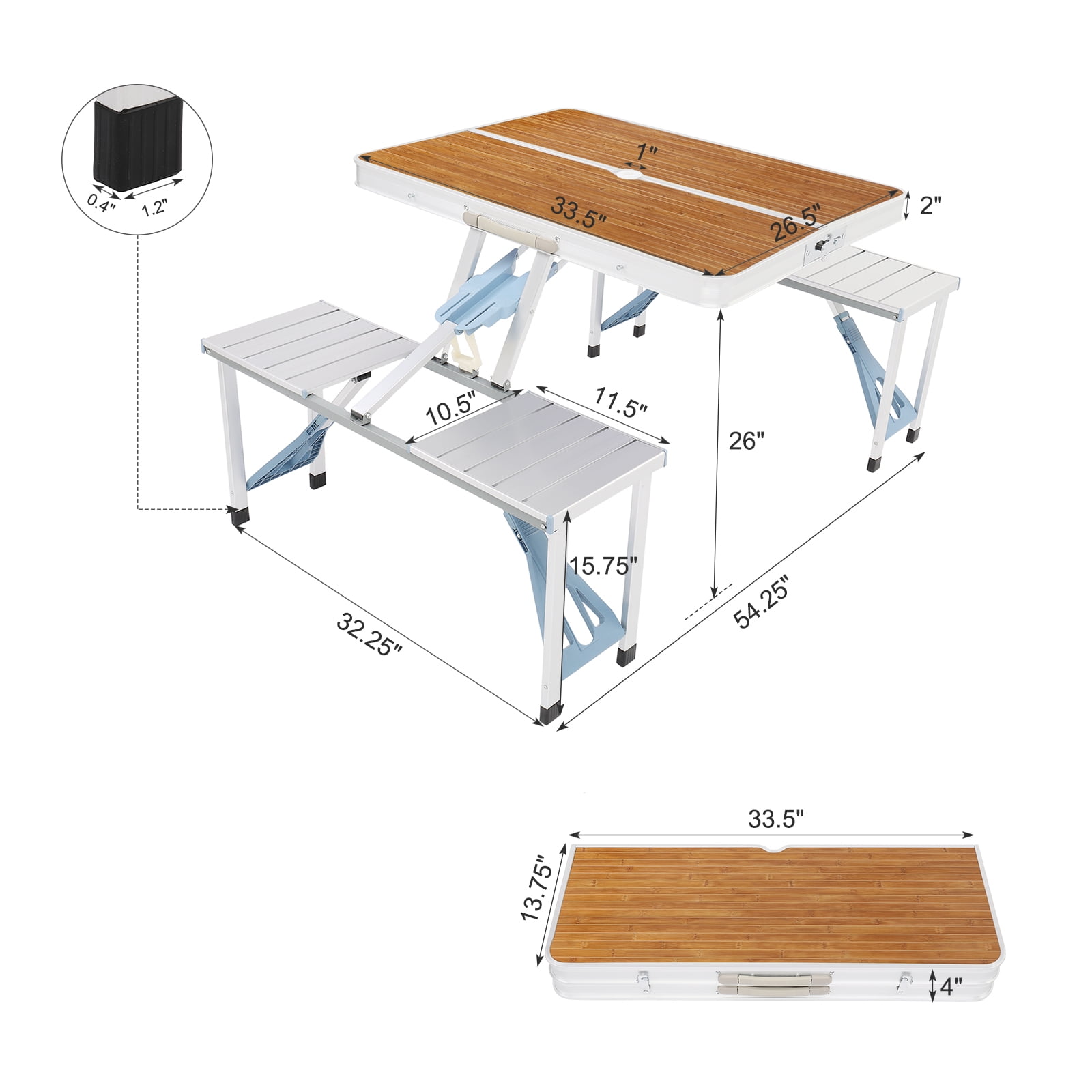 机　4脚　セット　40cm✖️80cm✖️75cm 新品 Zimtown Foldable Lightweight Outdoor Portable Picnic Table with 4