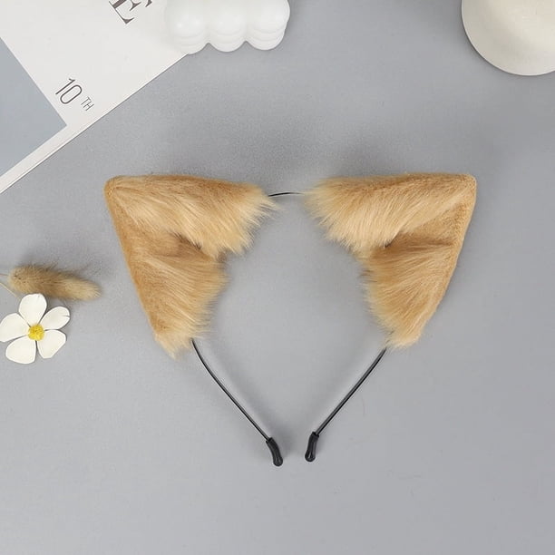 Diadema con orejas de gato y zorro de simulación hecha a mano, diadema con orejas de bestia de peluche, accesorios para vestido de cosplay, accesorios para tocado