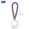 thumbnail image 2 of Uxcell PU Keyring Woven Lanyard Straps Braided Leather Keychain, Purple 3 Pack, 2 of 5