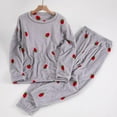 thumbnail image 2 of Women's Pajama Sets Long Sleeve Sleepwear Loungewear Warm Suit For Winter Coral Velvet 2025 New Thickened Plus Velvet Large Size Casual Wearable Home Clothes Plus Size Womens Clothing, 2 of 6