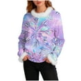 thumbnail image 4 of Craaazy Womens Tops Colorful Christmas Prints Fleece Crew Neck Long Sleeve Trendy Xmas Pullover Gifts for Women, 4 of 7