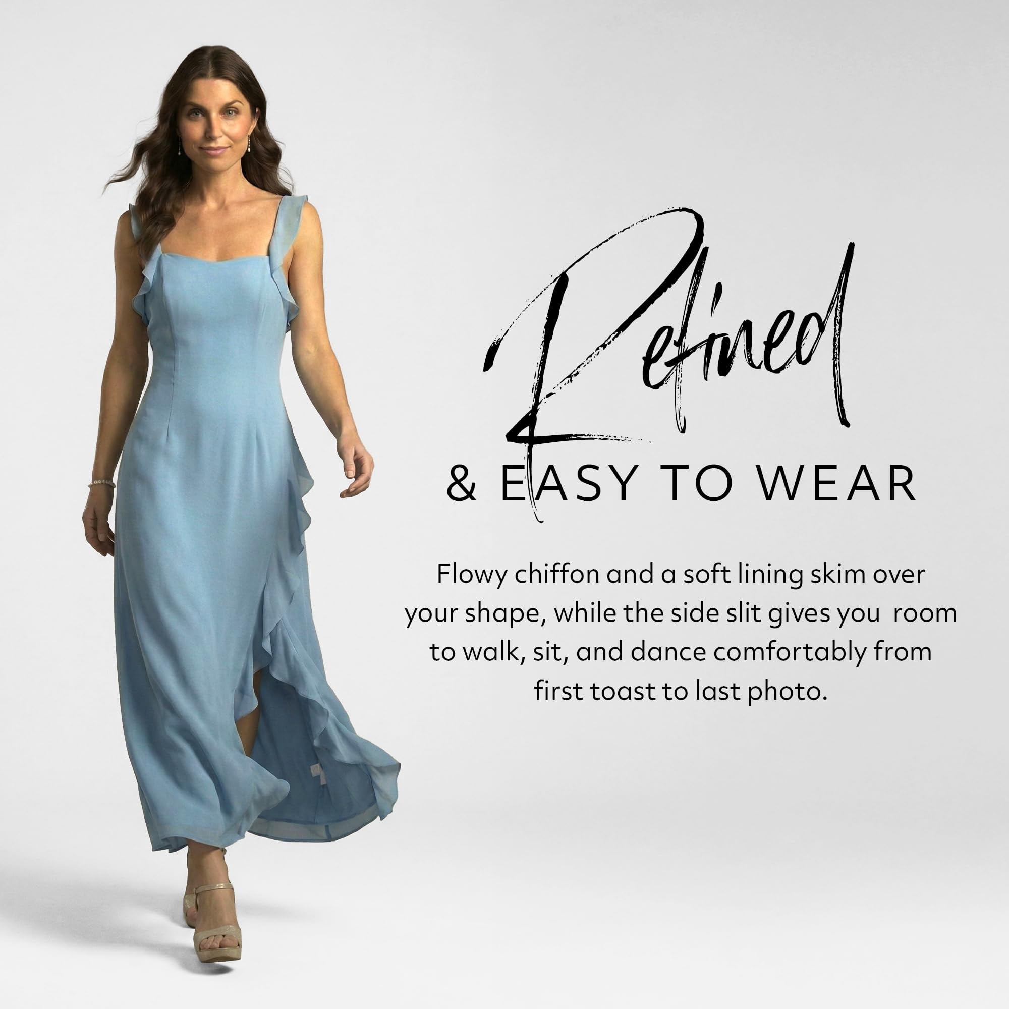 Kirablend Odette Chiffon Ruffle Sheath Dress with Side Slit