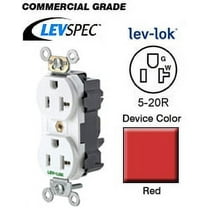 Leviton M5362-SR Lev-Lok Modular Wiring Device 20-Amp, 125-Volt, Narrow Body Duplex Receptacle, Straight Blade, Fed Spec Commercial Grade, Self Grounding, Red