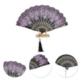 thumbnail image 3 of Unique Bargains 1 Pc Rose Lace with Tassel Folding Fan for Masquerade Violet Silk Fabric, 3 of 5