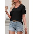 thumbnail image 5 of Yesfashion Womens Short Sleeve Tops Summer Casual V Neck T Shirts Blouses Solid Textured Knit Tee Tunic, 5 of 7