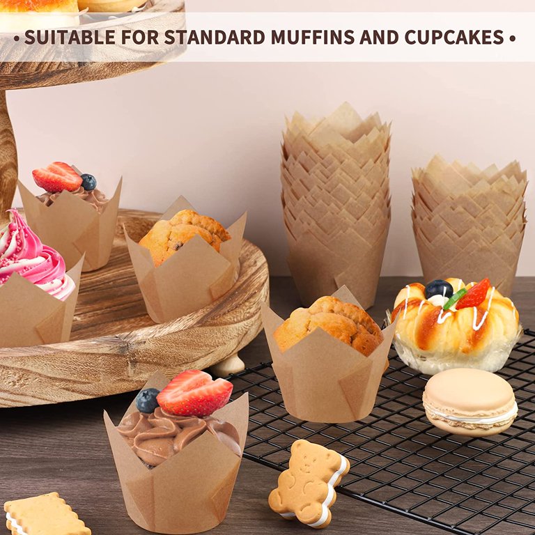 Pink and Gold Foil Cupcake Liners, Muffin Cups for Baking (2.75x1