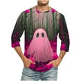 thumbnail image 1 of Camisas de Manga Larga para Hombres Imprimir Casual Cuello Redondo Blusa de Manga Corta, Camisas de Lino para Hombres, 1 of 4