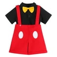 thumbnail image 5 of IBTOM CASTLE Baby Boys Gentleman First Birthday Cake Smash Outfit Bowtie Romper+Suspenders Short Pants+Mouse Ears Headband 18-24 Months Red+Black, 5 of 9