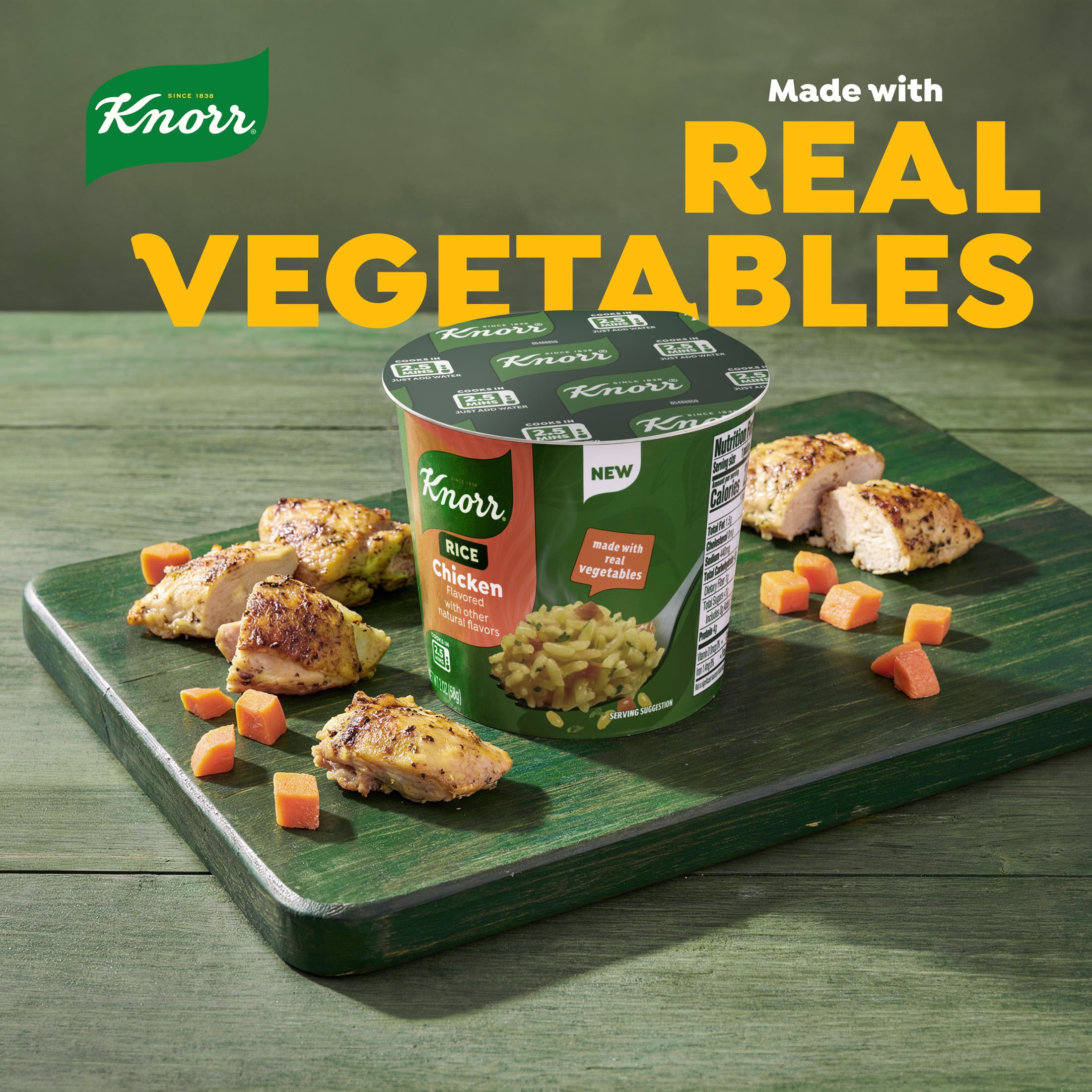 (8 pack) Knorr Sides Chicken Rice Cups, Made With Real Vegetables, 2.0 oz