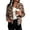#01-Brown, variant on Women's Checkered Bomber Jacket Full Zip Up Casual Coat with Ribbed Cuffs Lightweight Streetwear Outerwear