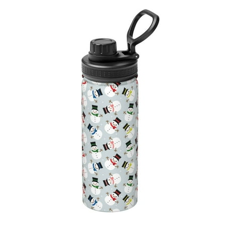 

Tebeau Colorful Hat Snowman Print Water Bottle 18oz Sports Insulated Kettle Stainless Steel Outdoor Drinking Bottles Fashion Travel Cup