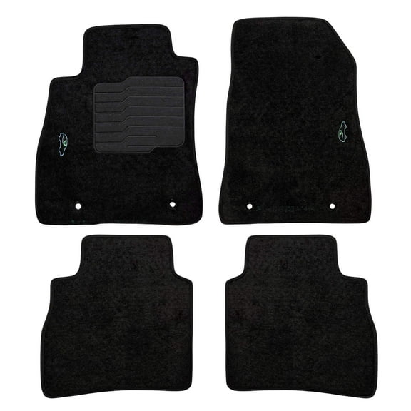 ecoMats Carpet Floor Mats for 2013 to 2019 Nissan Sentra with Driver Anti-Slip Heel Pad and Safety Locks - Front and Rear - Black