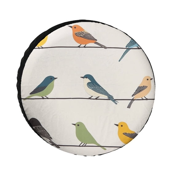 Colorful Floral Bird Spare Tire Cover Colorful Birds Wheel Protectors Tire Covers Weatherproof Wheel Covers for Trailer SUV Truck Camper Travel Trailer Accessories 12inch