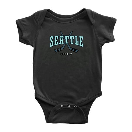 

Cute Seattle Baby Romper Hockey Fan Baby Jersey Clothes (Black 0-3 Monthes)
