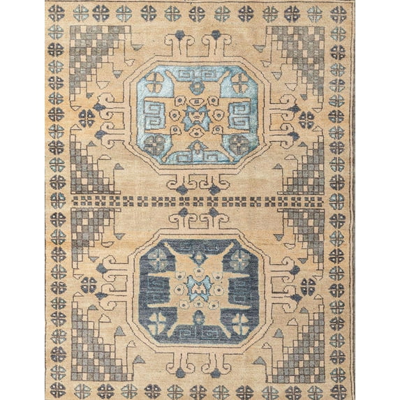 Ahgly Company Machine Washable Indoor Rectangle Abstract Dark Almond Brown Area Rugs, 5' x 7'