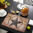 thumbnail image 3 of Western Star Retro Placemats Set of 6, Country Farmhouse Brown Wooden Grain Placemats for Dining Table, Place Mats for Kitchen Tabletop, Waterproof Wipeable Dining Table Mats Set, 3 of 9